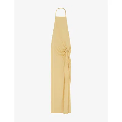 Iro Womens Yel02 Harmonie Halterneck Cotton-blend Maxi Dress In Yellow