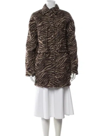 Pre-owned Iro Wool Animal Print Coat In Brown