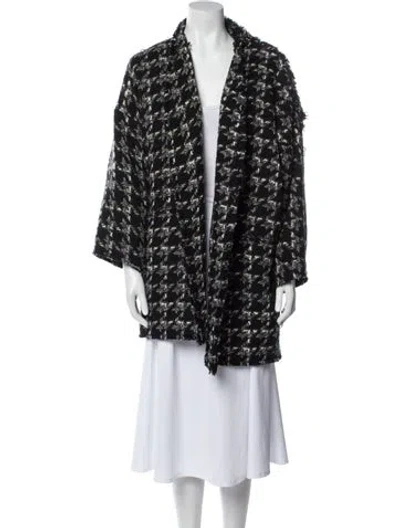Pre-owned Iro Wool Plaid Print Coat In Black