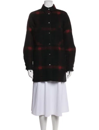 Pre-owned Iro Wool Plaid Print Coat In Black