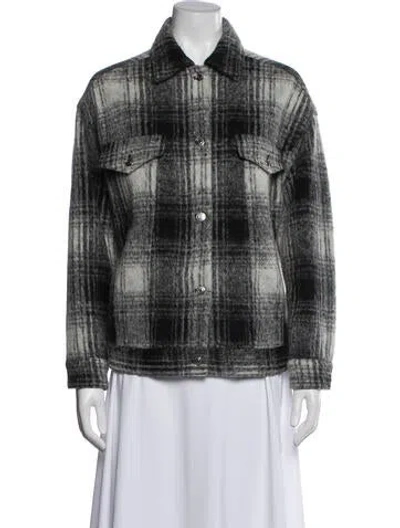 Pre-owned Iro Wool Plaid Print Jacket In Black