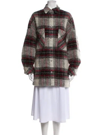 Pre-owned Iro Wool Plaid Print Jacket In Neutral