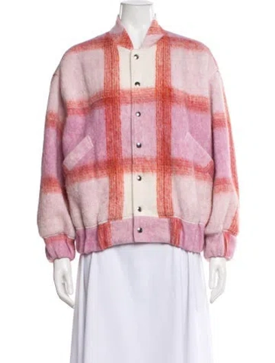 Pre-owned Iro Wool Plaid Print Jacket In Pink