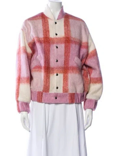 Pre-owned Iro Wool Plaid Print Jacket In Pink