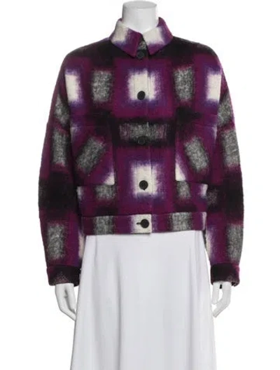 Pre-owned Iro Wool Plaid Print Jacket In Purple