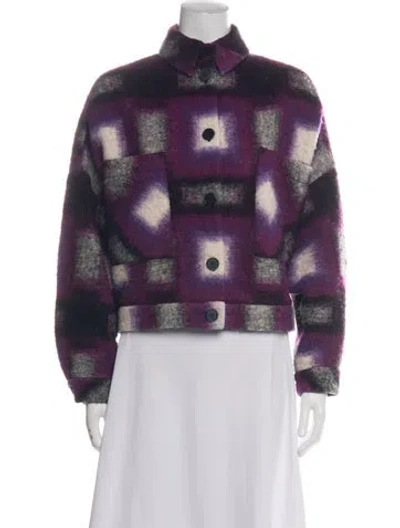 Pre-owned Iro Wool Plaid Print Jacket In Purple