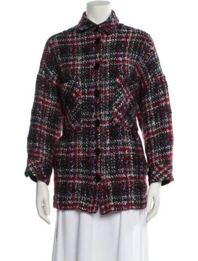 Pre-owned Iro Wool Plaid Print Jacket In Red