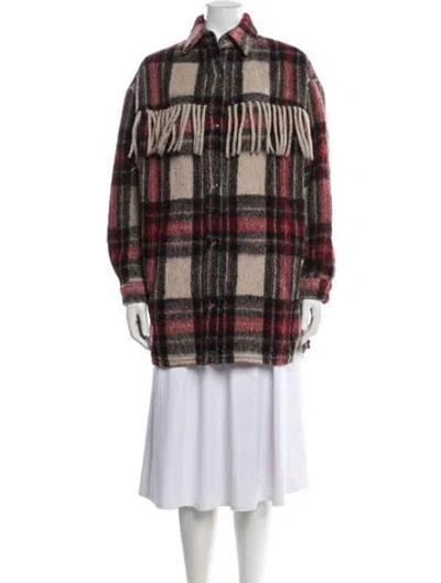 Pre-owned Iro Wool Plaid Print Jacket In Red