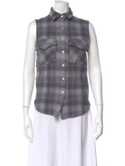Pre-owned Iro Wool Plaid Print Sweater In Purple