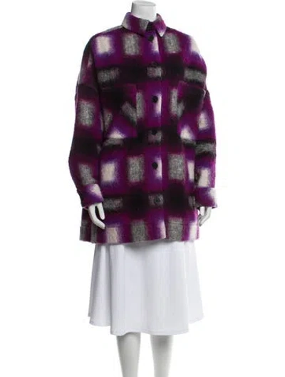 Pre-owned Iro Wool Printed Faux Fur Jacket In Purple