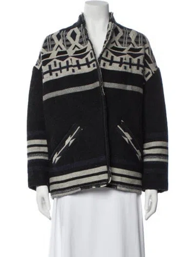 Pre-owned Iro Wool Printed Jacket In Black