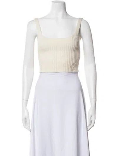 Pre-owned Iro Wool Square Neckline Crop Top In White