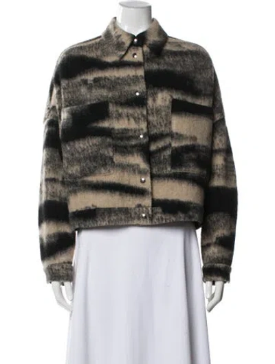 Pre-owned Iro Wool Striped Faux Fur Jacket In Multi