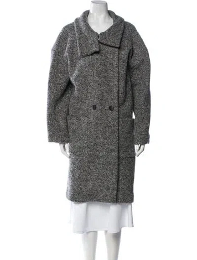 Pre-owned Iro Wool Tweed Pattern Coat In Grey