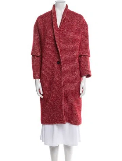 Pre-owned Iro Wool Tweed Pattern Coat In Red