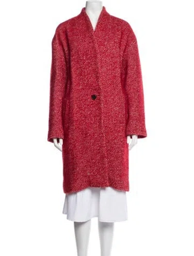 Pre-owned Iro Wool Tweed Pattern Coat In Red
