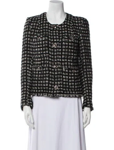 Pre-owned Iro Wool Tweed Pattern Jacket In Black