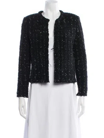 Pre-owned Iro Wool Tweed Pattern Jacket In Black