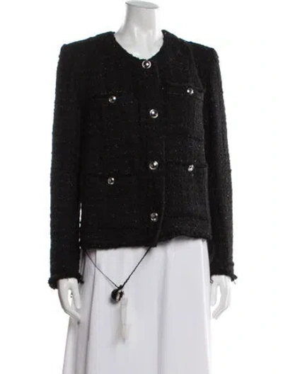 Pre-owned Iro Wool Tweed Pattern Jacket In Black