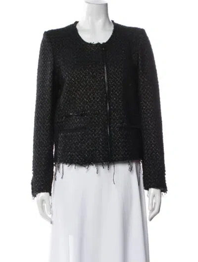 Pre-owned Iro Wool Tweed Pattern Jacket In Black