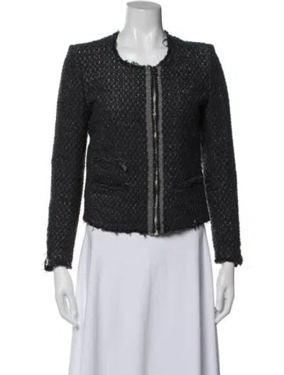 Pre-owned Iro Wool Tweed Pattern Jacket In Black