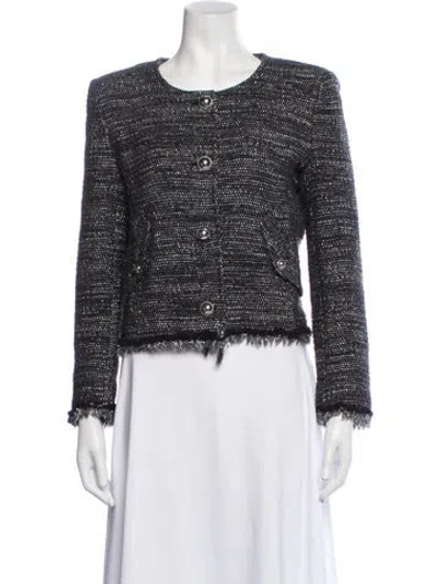 Pre-owned Iro Wool Tweed Pattern Jacket In Black