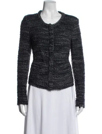 Pre-owned Iro Wool Tweed Pattern Jacket In Blue
