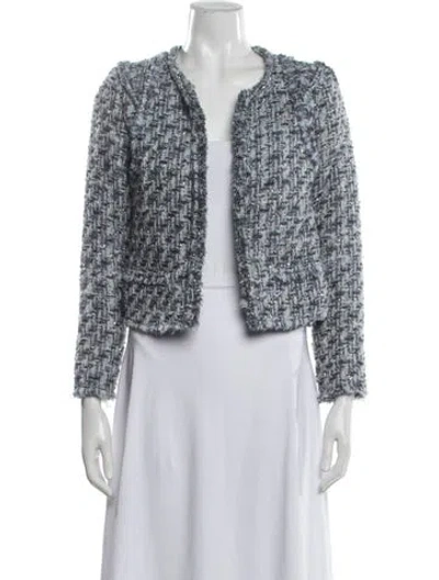 Pre-owned Iro Wool Tweed Pattern Jacket In Blue/metallic