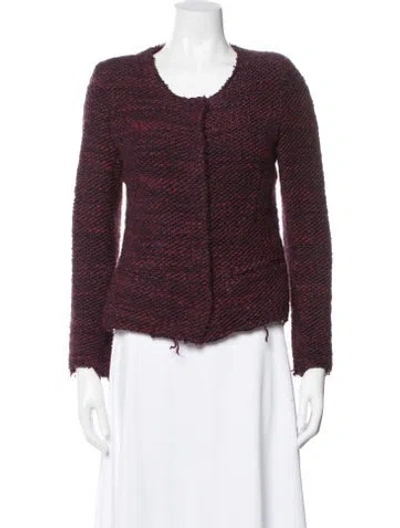 Pre-owned Iro Wool Tweed Pattern Jacket In Burgundy