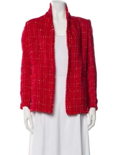 Pre-owned Iro Wool Tweed Pattern Jacket In Red