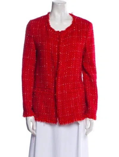 Pre-owned Iro Wool Tweed Pattern Jacket In Red