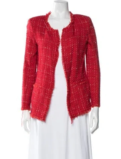 Pre-owned Iro Wool Tweed Pattern Jacket In Red