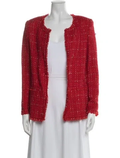 Pre-owned Iro Wool Tweed Pattern Jacket In Red