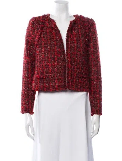Pre-owned Iro Wool Tweed Pattern Jacket In Red