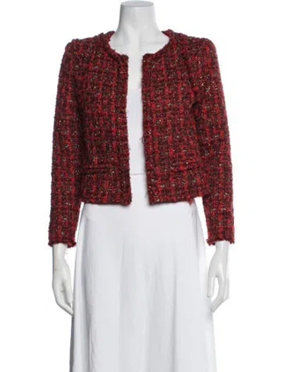 Pre-owned Iro Wool Tweed Pattern Jacket In Red