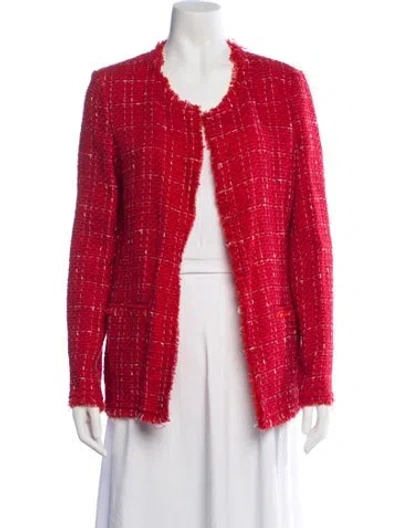 Pre-owned Iro Wool Tweed Pattern Jacket In Red