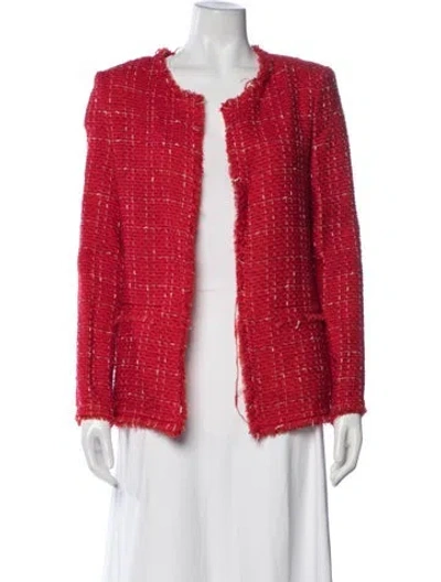 Pre-owned Iro Wool Tweed Pattern Jacket In Red