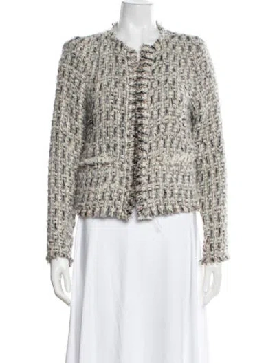 Pre-owned Iro Wool Tweed Pattern Jacket In White