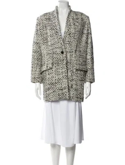 Pre-owned Iro Wool Tweed Pattern Peacoat In Neutral