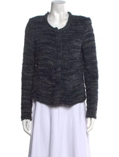 Pre-owned Iro Wool Tweed Pattern Sweater In Blue