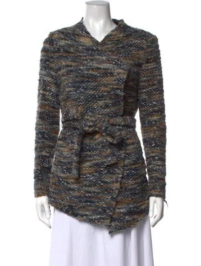 Pre-owned Iro Wool Tweed Pattern Sweater In Blue