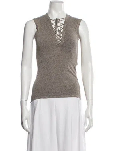 Pre-owned Iro Wool V-neck Top In Neutral