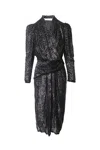 Iro Xonina Wrap-effect Metallic Devoré Velvet Midi Dress In Black Viscose In Black
