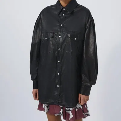 Iro Zanzibar Leather Overshirt In Black