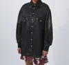 IRO ZANZIBAR LEATHER OVERSHIRT IN BLACK