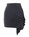 Iro Zilka Metallic Stretch-knit Mini Skirt In Black Nylon In Blue
