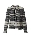Iro Zlata Striped Tweed Jacket In Black And White Cotton In Multi