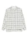 Iro Tweed Checkered Top High-low Hem In Beige