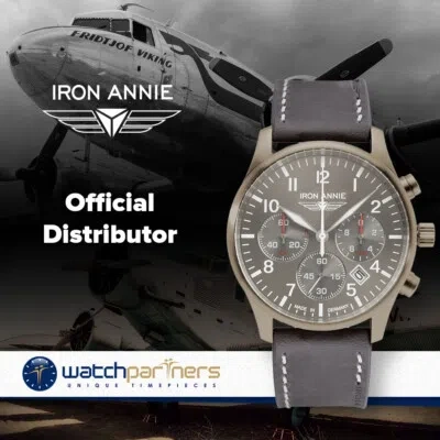 Pre-owned Iron Annie D-aqui Swiss Quartz Chronograph Watch 42mm Case 10atm Grey Dial 5674