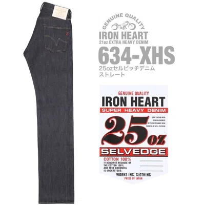 Pre-owned Iron Heart 634-xhs 25oz Selvedge Denim Straight Jeans Size 28-40 Non-washed In Blue